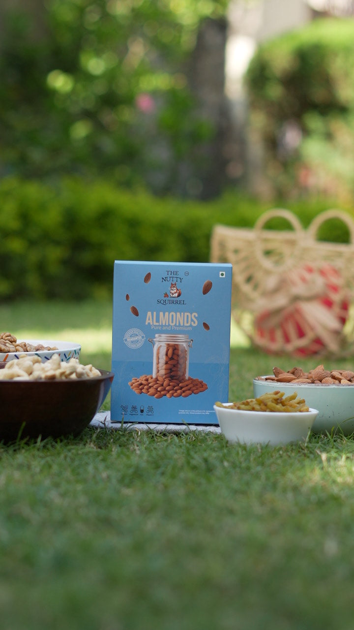 The Nutty Squirrel Almonds Pure and Premium, Protein Rich, Calcium, Iron, Vitamin E, 250g