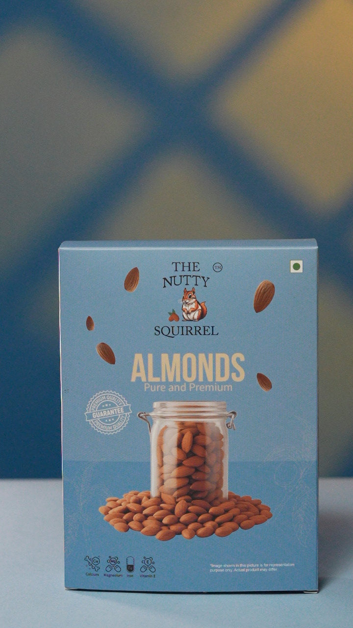 The Nutty Squirrel Almonds Pure and Premium, Protein Rich, Calcium, Iron, Vitamin E, 250g
