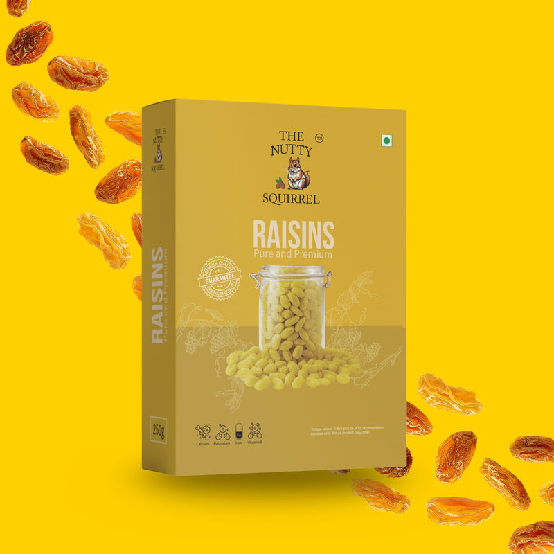 The Nutty Squirrel Raisins Pure and Premium, Natural Antioxidants, Rich in Calcium, Iron and Potassium, 250g